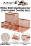 Desktop Metal Pen Holder Set 3-Piece Combo 1 Pack Mesh Perforated Colorful Pen Holder Paper Holder Note Holder Folder