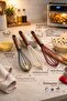 Wooden Handle Silicone Whisk Set 3-Piece Heat Resistant Non-Stick Kitchen Whisk