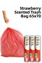 3 Pack Large Size 65X70 Strawberry Scented Drawstring Garbage Bag (30 Pieces) Garbage Bag 60 Liters