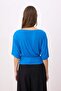 Cobalt Blue Straight Regular/Normal Fit Asymmetric Collar Soft Knitted Blouse Twoss26Bz00097 - 4