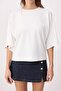 Ecru Oversize/Wide Fit Batwing Sleeve Short Sleeve Interlock Knitted T-Shirt Twoss26Ts00143 - 4