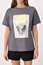Anthracite Regular/Normal Fit Short Sleeve Foil Printed 100% Cotton Knitted T-Shirt Twoss26Ts00073 - 3