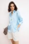 Mavi Oversize/Geniş Kalıp Saten Dokuma Gömlek TWOAW24GO00211