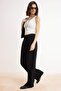 Siyah Cırt Cırt Kapamalı Yüksek Bel Pileli Wide Leg/Geniş Kesim Örme Pantolon TWOAW24PL00177 - 2