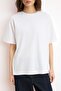 Beyaz %100 Pamuk Bisiklet Yaka Oversize/Geniş Kalıp Örme T-Shirt TWOSS20TS0134 - 3
