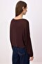 Brown Relaxed Boat Neck Low Shoulder Long Sleeve Stretchy Knitted Blouse Twoss26Bz00703 - 4