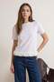 Ekru Regular/Normal Kalıp Kısa Kollu Aksesuar Detaylı Tok %100 Pamuk Örme T-shirt TWOSS26TS00054