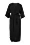 Plaj Giyim Siyah Kuşaklı Maxi Büyük Beden Kimono&Kaftan TBBSS26DE00001 - 5