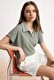 Haki Regular/Normal Kalıp Polo Yaka Düşük Kol Örme T-Shirt TWOSS26TS00078