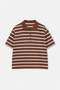 Kahverengi Polo Yaka Çizgili Crop Örme Büyük Beden Bluz TBBSS26AF00120 - 4
