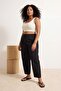 Wardrobe Essentials Siyah Balon Kalıp Yazlık Büyük Beden Dokuma Pantolon TBBSS26AR00013 - 2