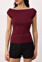 Bordo Düz Fitted Kayık Yaka Kolsuz Premium Yumuşak Örme Bluz TWOSS26BZ00712 - 3