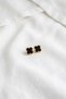 Yonca Model Black Enamel Stainless Steel Gold Color Women's Earrings - 3