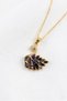 Swan Model Black Zircon Stone Stainless Steel Gold Color Women's Necklace