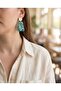 Natural Stone Green Look Gold Polymer Clay & Epoxy Design Earrings (Stainless Steel Nails) - 2