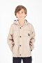 Boy's Hooded Pocketed Raincoat Beige