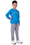 Boy's Embroidered Kangaroo Pocket Hooded Sweatshirt Tracksuit Set Blue - 5