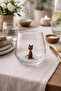 Decorative Water Glass with Sitting Cat Glass Figure - Dark Amber - 2