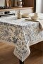 Blue Floral Laced Quality Fabric Tablecloth Stain Resistant Stylish Decorative Living Room Kitchen Tablecloth - 4
