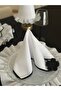White Shine 2 Pieces Linen Fabric Black Embroidered Napkin - 3