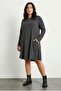 Plus Size Long Sleeve Crew Neck Pocket Ribbed Dress 304008