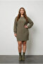 Plus Size Long Sleeve Crew Neck Straight Cut Cotton Dress 100-190