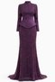 Exclusive Hijab Evening Dress with Detachable Cape Detail and Satin and Tulle Combination Lila 1064 - 3