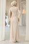 Beli Cape Detailed Stone Decorated Lace Hijab Evening Dress Cream 1252 - 7