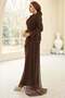 Volan Detailed Lace Hijab Evening Dress Brown 1251 - 5