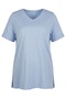 Large Size Short Sleeve V-Neck Metallic Printed T-Shirt with Side Slits 97-46 - 5