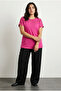 Plus Size Crew Neck Detailed Short Sleeve Cotton Tulle T-Shirt 321835 - 2