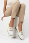 Women's Loafer Ballet Flats with Gold Buckle, Daily Comfortable Office Shoes, Non-Slip Sole, Stylish Classic - 3