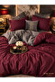 Double Duvet Cover + Pillowcase (Without Sheets) Claret Red-Anthracite