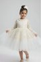 Girl's Tulle Ruffle Design Special Occasion Dress M00793 Ecru - 3