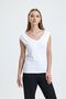 DEEP FRONT BACK V-NECK LOW SLEEVE VISCOSE LYC FABRIC WHITE T-SHIRT - 6