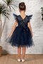 Girl's Dress with Tutu Skirt Dark Blue - 6
