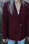 Burgundy Gold Single Button Blazer Jacket - 5