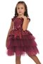 Tutu Covered with Sequins and Beads Girls' Special Occasion Dress Sb275 Bordo - 5