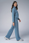 Women's Blue Patterned Thin Lightweight Zippered Tracksuit Set 4016 - 5