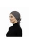 Luxury Pleated Dark Gray Ready-To-Wear Turban Hijab with Chiffon Floral Detail on the Back, Suitable for Medical Use - 5