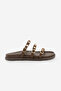Women's Genuine Leather Three-Stripe Studded Casual Shoes Slipper Zoven Brown Suede - 5