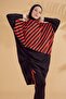 Parachute Striped Black Full Covered Hijab Swimsuit M2307 - 5