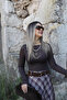 Brown Boat Neck Modal Cashmere Blouse - 2