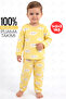 Cloud Patterned Bottom Top Yellow 2-Piece Pajama Set