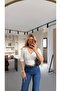 Premium Series V-Neck Half Sleeve Ecru Basic Blouse