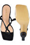 Women Black Lace Up Thong Chain Heel Sandal - 5