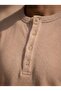 Roth Relaxed Fit Casual Henley Collar Waffle Fabric Summer Short Sleeve T-Shirt - Beige - 7