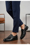 Rubber 692 genuine leather comfort orthopedic bemsa men's shoes black without ties