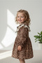 Di̇va Leopard Lace Collar Detailed Long Sleeve Skirted Holiday Dress for Girls - 2