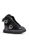 Lana Fur Detailed Leather Girl's Boots Black